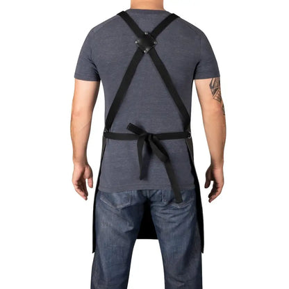 StyleCraft Waterproof Barber/Salon Apron with Crossback Strap in Black Design #SCGPBA