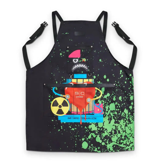 StyleCraft  Water-Repellent Barber/Salon Apron with Adjustable Straps in Radioactive Black #SC338B