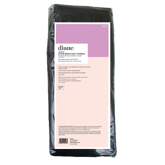 Diane Stain Resistant Black Towels, 12 Pack #25106