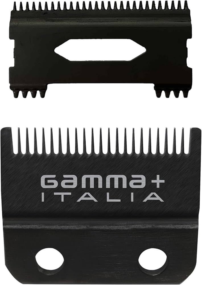 Gamma Double Black Diamond Carbon DLC Fixed Fade Clipper Blade with Shallow Tooth 2.0 Cutter Set #GP534B