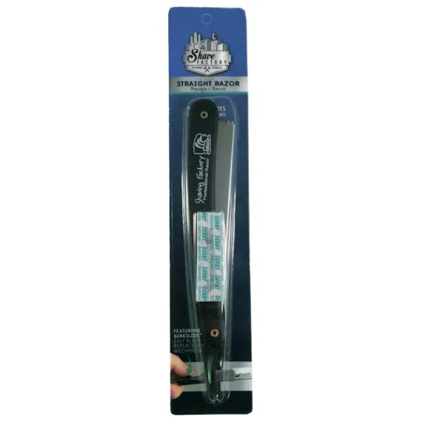 The Shave Factory Straight Razor with 5 Blades - Black TSF-103 ...