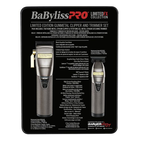 BaBylissPro Limited FX Collection Gunmetal Clipper & Trimmer Duo (FX870GMG)