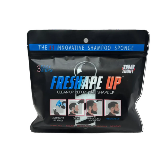 FRESHAPE UP 100 Count – Barber Shampoo Infused Sponges for Hairline Cleaning (No Rinse)