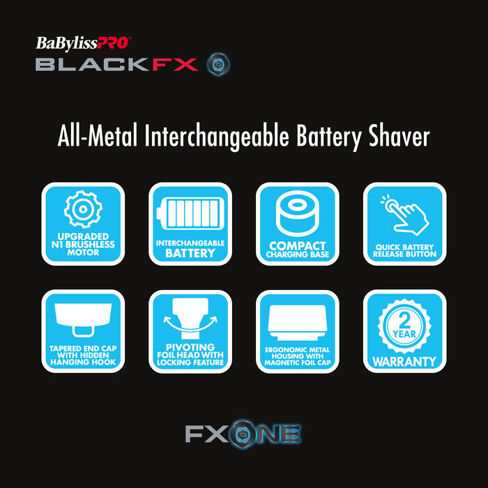 BABYLISSPRO® FXONE BLACKFX DOUBLE FOIL SHAVER #FX79FSMB