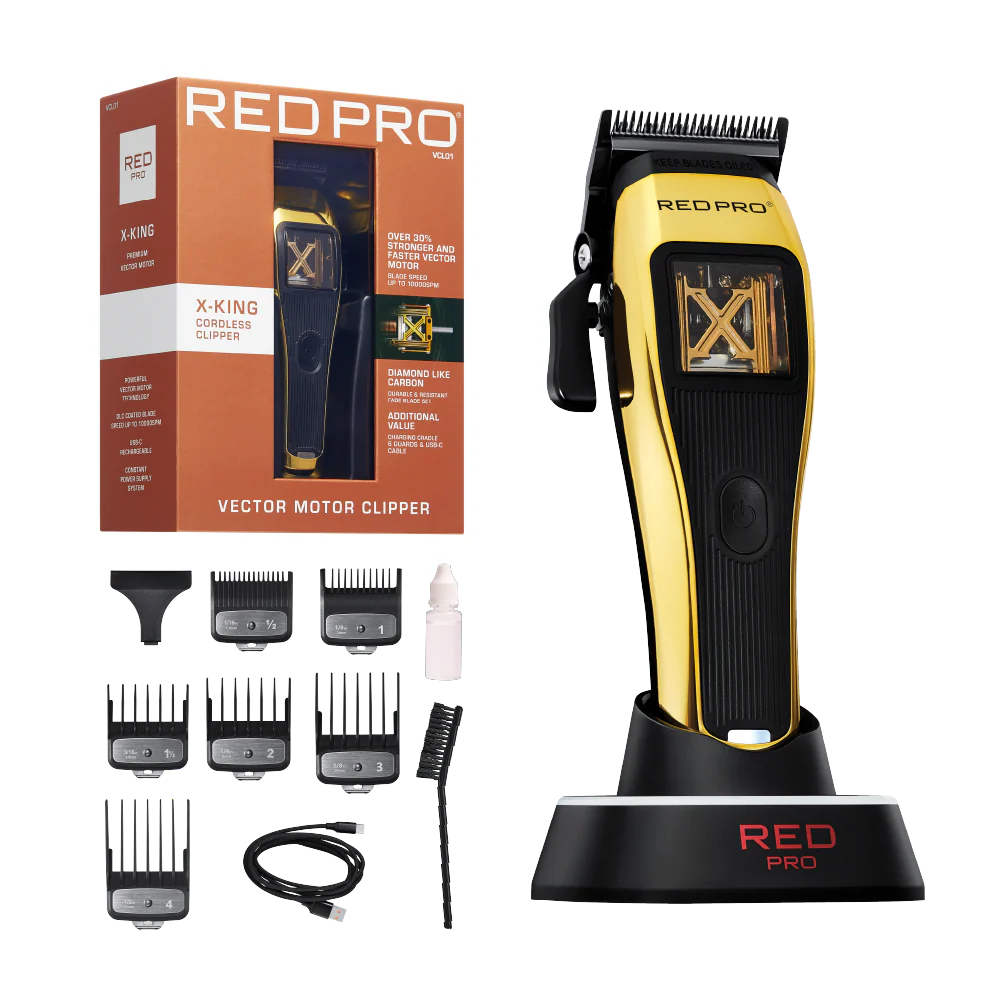 Red Pro X-King Vector Motor Cordless Clipper - Gold #VCL01