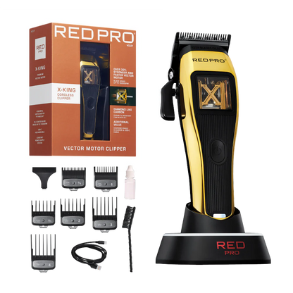 Red Pro X-King Vector Motor Cordless Clipper - Gold #VCL01