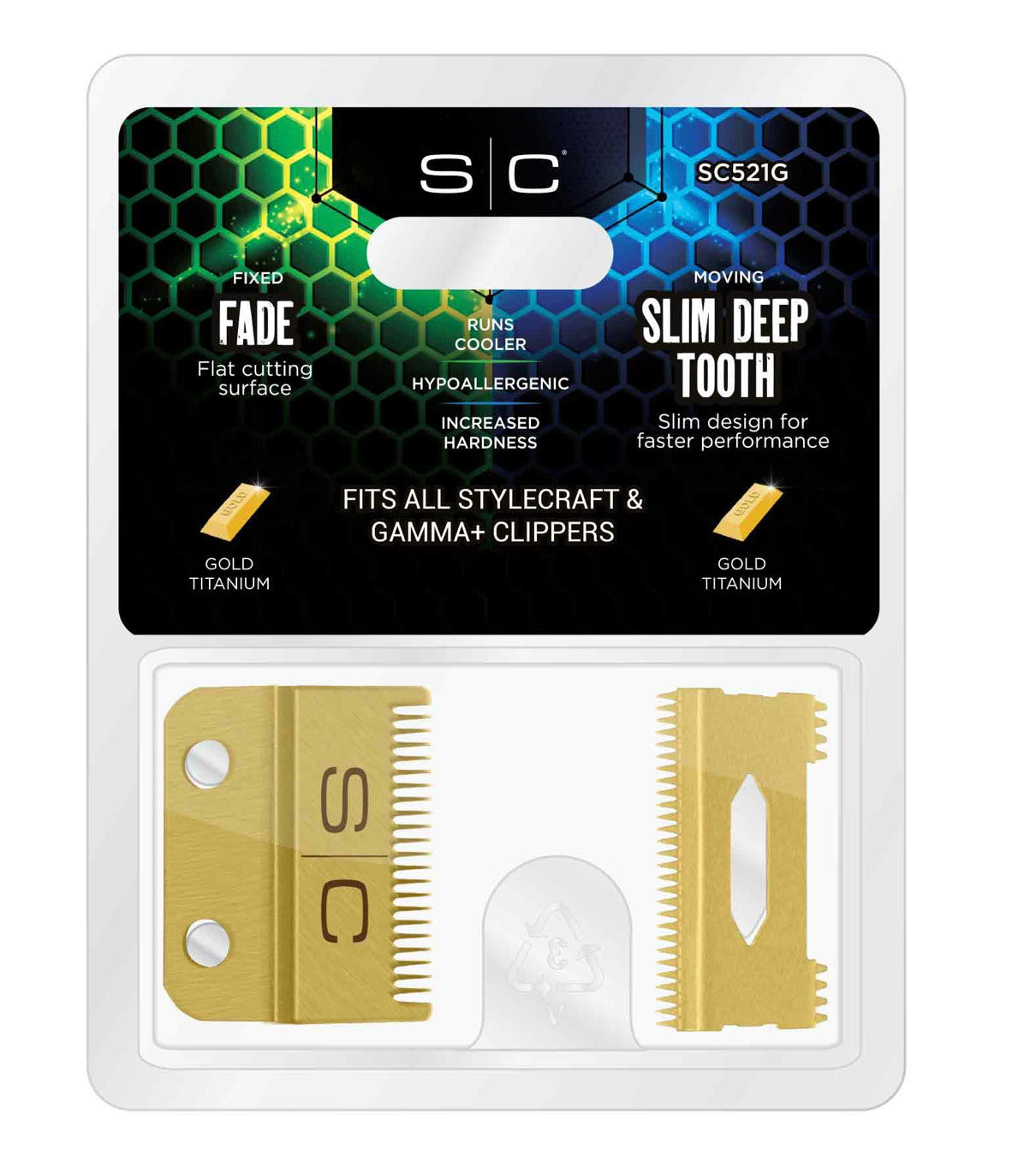 StyleCraft S|C REPLACEMENT FIXED GOLD TITANIUM FADE CLIPPER BLADE #SC521G