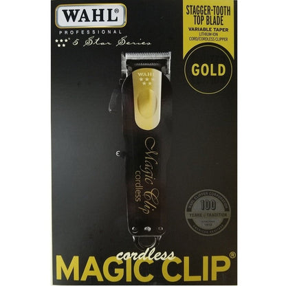 WAHL 5 STAR LIMITED EDITION BLACK & GOLD CORDLESS MAGIC CLIP CLIPPER #8148-100 (DUAL VOLTAGE)