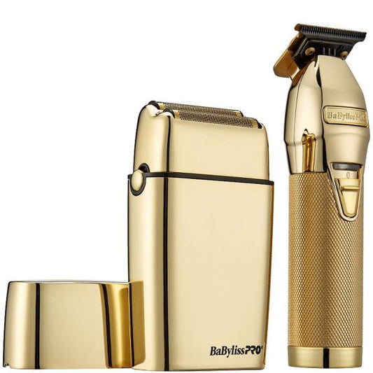 BaBylissPro LIMITEDFX Collection Gold Trimmer and Double Foil Shaver #FXDUOFS2TG