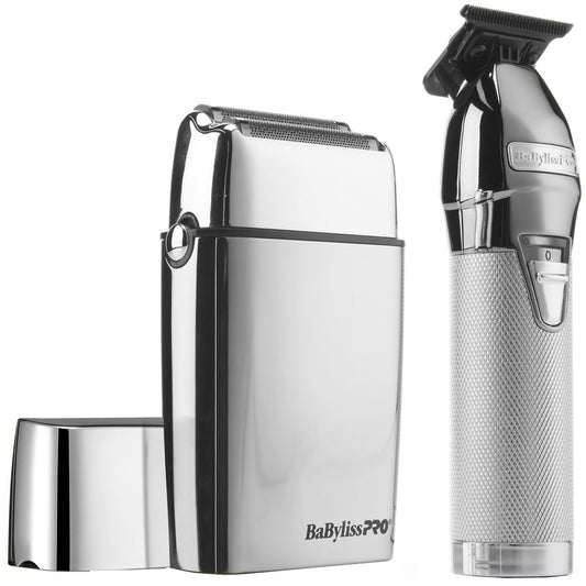BaBylissPro LIMITEDFX Collection Silver Trimmer and Double Foil Shaver #FXDUOFS2TS
