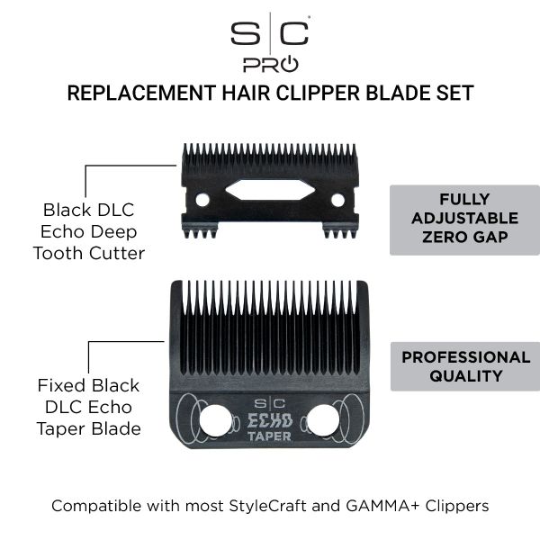 Echo Taper Black DLC Clipper Blade and Deep Tooth Cutter #SC553B