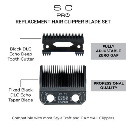 Echo Taper Black DLC Clipper Blade and Deep Tooth Cutter #SC553B