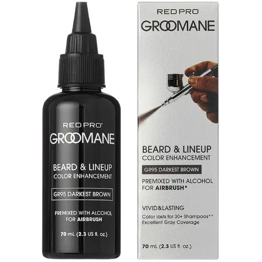 Red Pro GROOMANE (Darkest Brown #GR95) Beard & Lined Color Enhancement - Premixed for Airbrush Use 2.3oz
