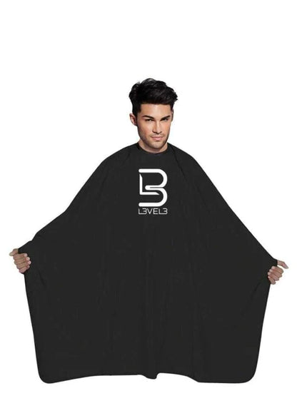 Level 3 Professional Rubber Neck Cutting Cape- Black