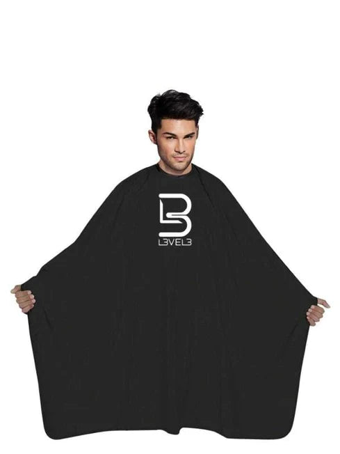 Level 3 Professional Rubber Neck Cutting Cape- Black