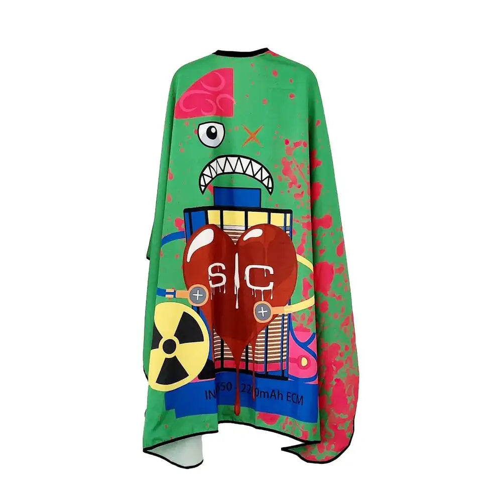 StyleCraft Waterproof Barber/Stylist Cape with Adjustable Closure in Radioactive Green Design