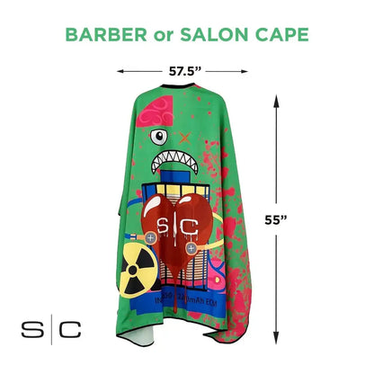 StyleCraft Waterproof Barber/Stylist Cape with Adjustable Closure in Radioactive Green Design