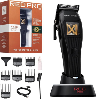 Red Pro X-King Vector Motor Cordless Clipper - Black #VCL02