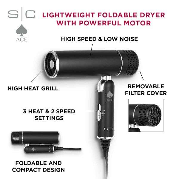 StyleCraft ACE - FOLDABLE LIGHTWEIGHT HAIR DRYER – RDNYBARBERSUPPLY
